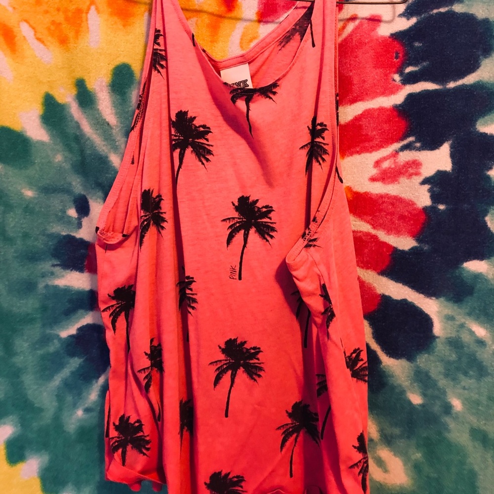 Pink palm tree printed tank top